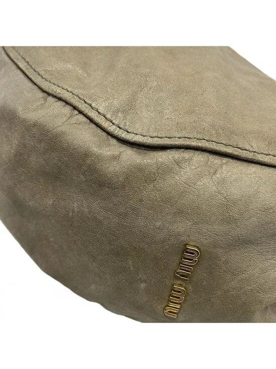 Miu Miu Tote Gray Beige Leather - Picture 10 of 15